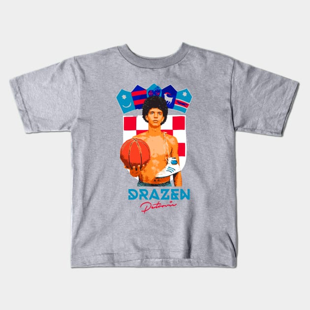 Drazen Petrovic basketball t-shirt Kids T-Shirt by goderslim